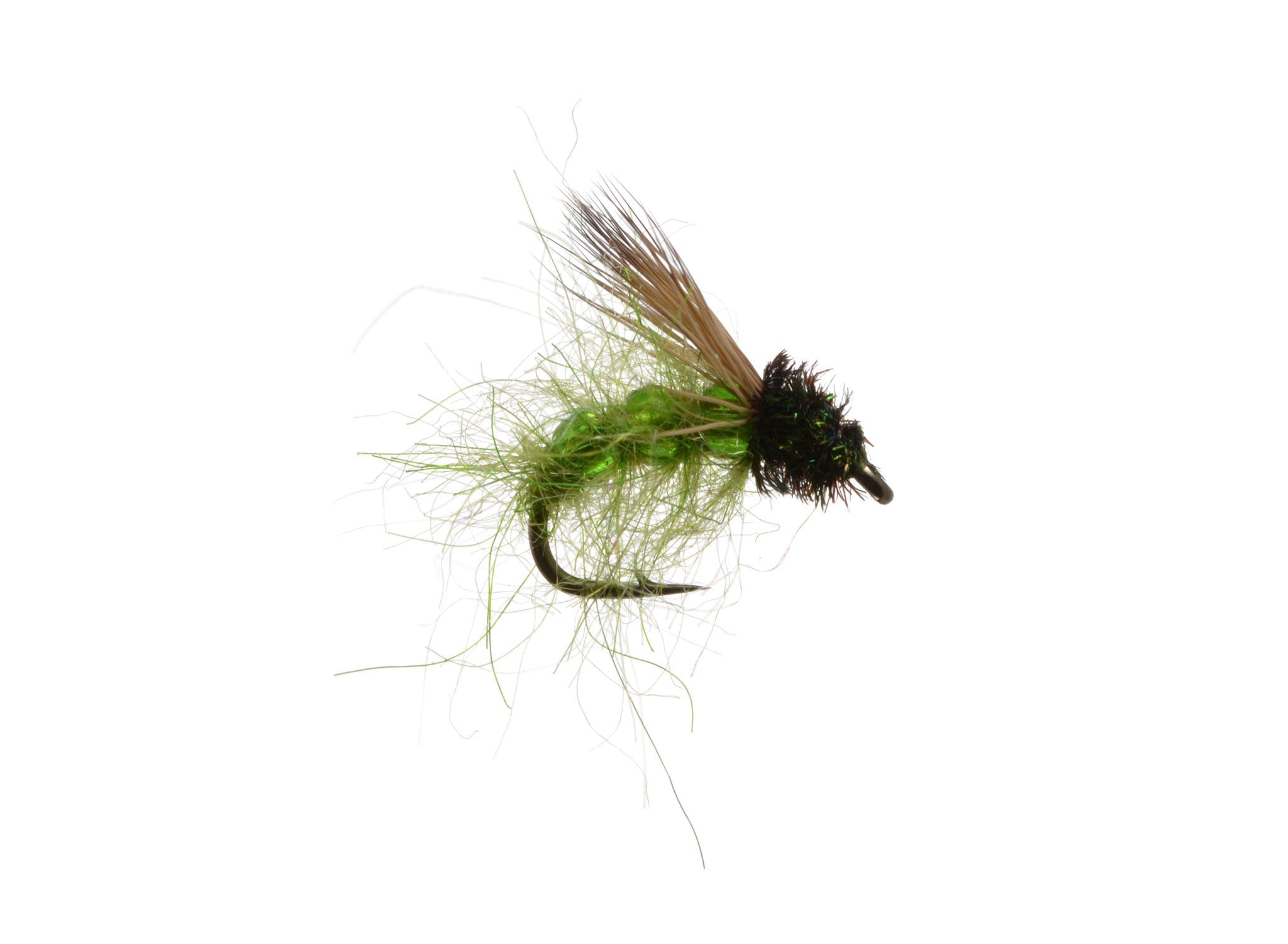 Glass Sparkle Pupa Caddis Green rainysflies